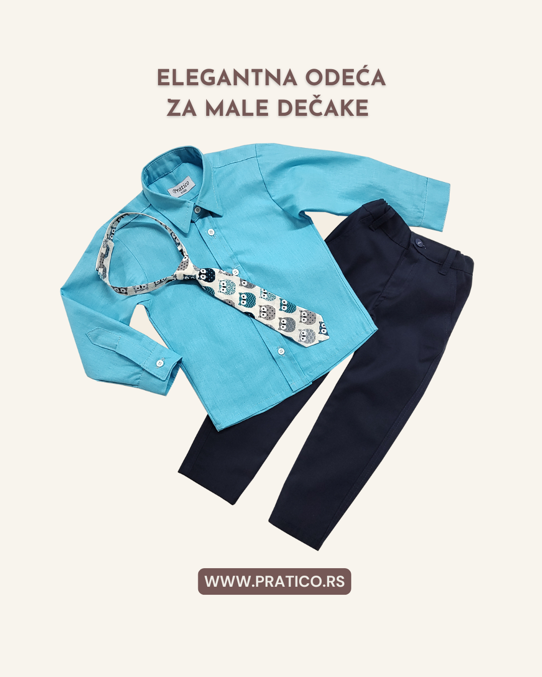 Tirkiz/teget/sovice komplet za male dečake